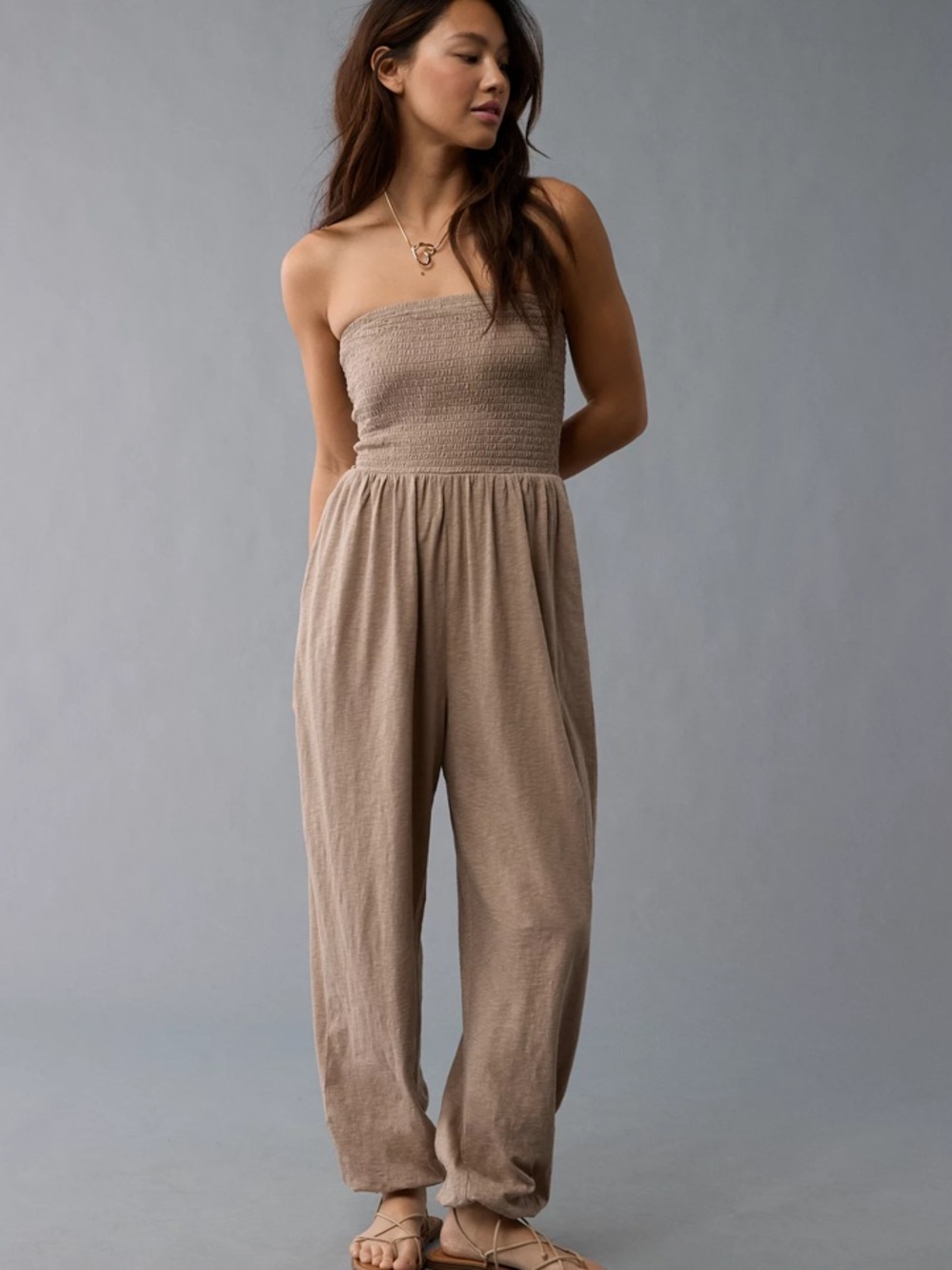 NWT American Eagle Sunchaser Knit Smocked Tube Jumpsuit Medium